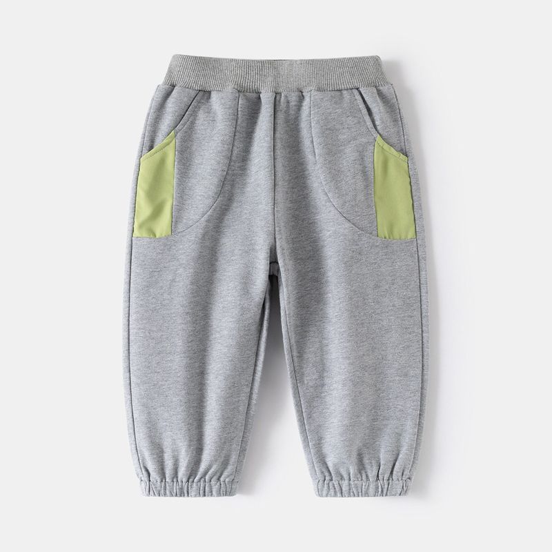Children's Sports Pants for Spring and Autumn, Boys' Patchwork Pocket Jogger Pants, Loose Casual Sweatpants for Toddlers