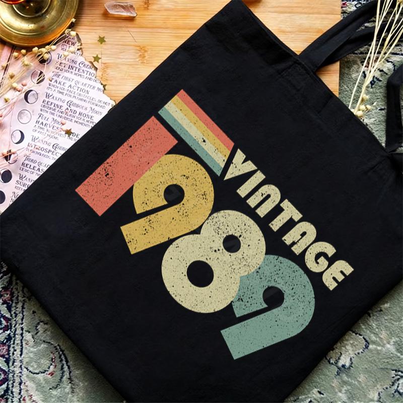 Fancy Style Studio Vintage 1986 40ste Verjaardag Schoudertas Dames Heren Eco Duurzaam Boodschappentas Casual Retro 1980 Tot 1989 Canvas Klassiekers Tote Bags