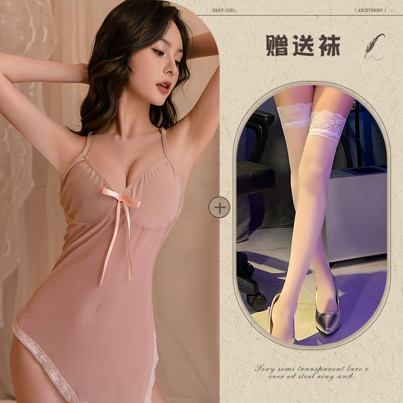 Sexy Perspective Mesh Pajamas Uniform Seduction Passion Suit Free Nightgown