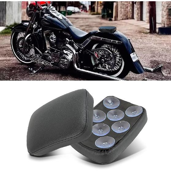 

Black Universal Motorcycle Solo Seat Leather Pillion Pad 8 Suction Cups Rear Passenger Seat Compatible with Harley Sportster Bobber Chopper Custom чёрный