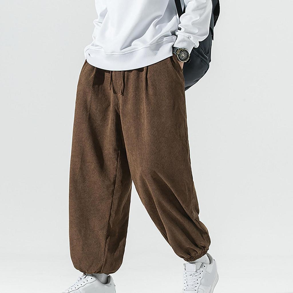 Men's Trousers, Men's Japanese Retro Corduroy Trousers, Loose Casual Shorts, Work Safety Trousers