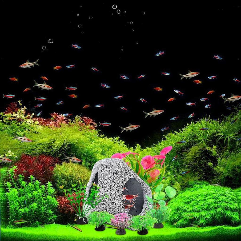 Aquarium Decorations Ceramic Artificial Plants Rock Ornament Fish Tank Plants For Aquatic Pets Betta Shrimp Guppy Freshwater