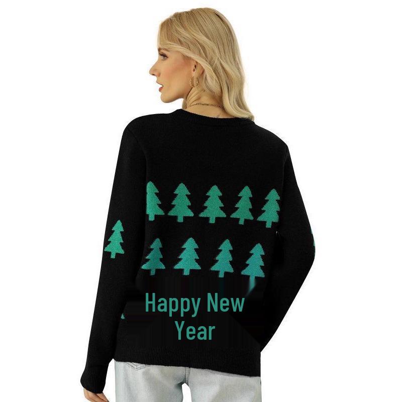 European American Women's Christmas Tree Long Sleeve Pullover Sweater