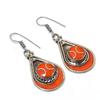 Red Coral Gemstone Earrings Bahamas Handmade Tibetan Nepali Jewelry 2.4" NE 5508