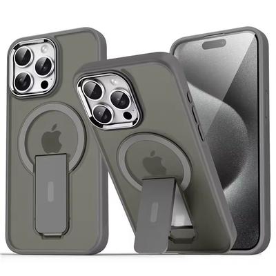 Lüks Magsafe Katlanır Stand Manyetik Telefon Kılıfı iPhone 17 16 15 14 Plus 13 12 11 Pro Max için Mat Yarı Saydam Arka Kapak