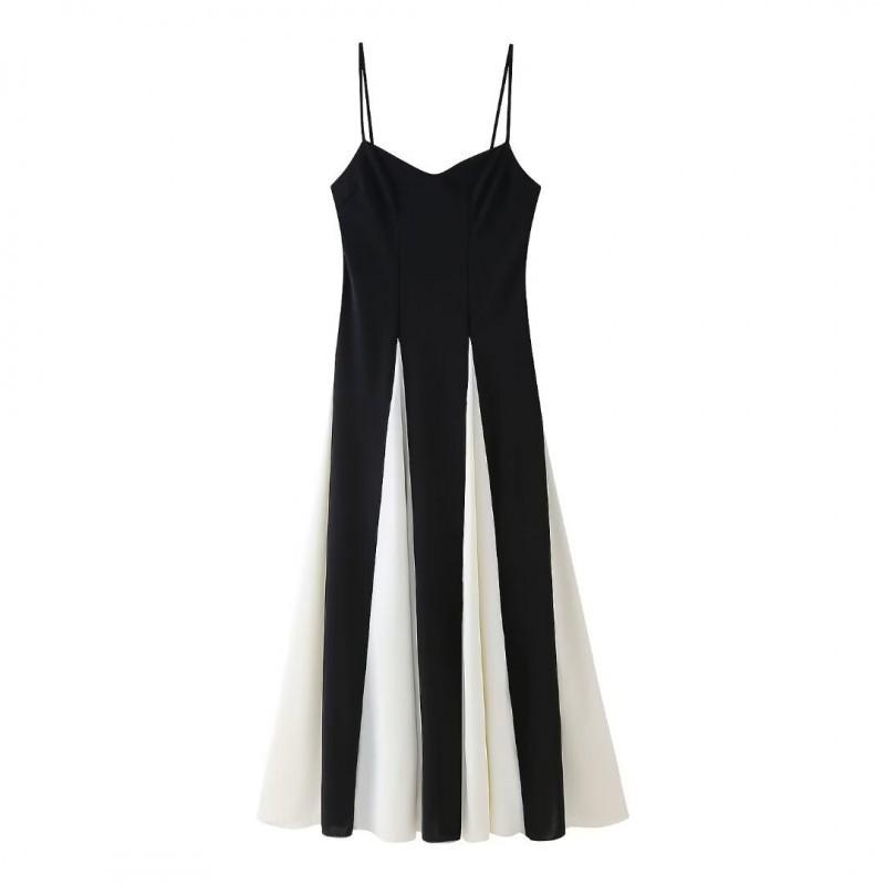 European American Women s Clothing Summer Fashionable Splicing Large Skirt Suspender Dress S