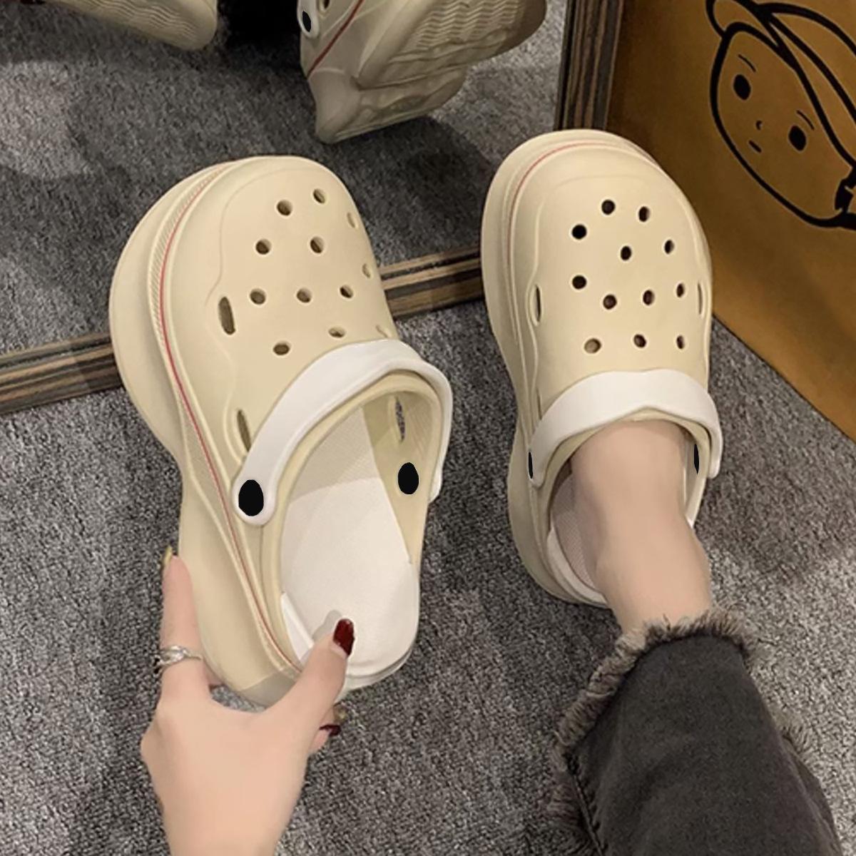 

Женские милые летние двухцветные облачные сандалии и мюли высотой 6 см, повседневные сандалии с толстой подошвой, оптовая продажа 37-38 золотой