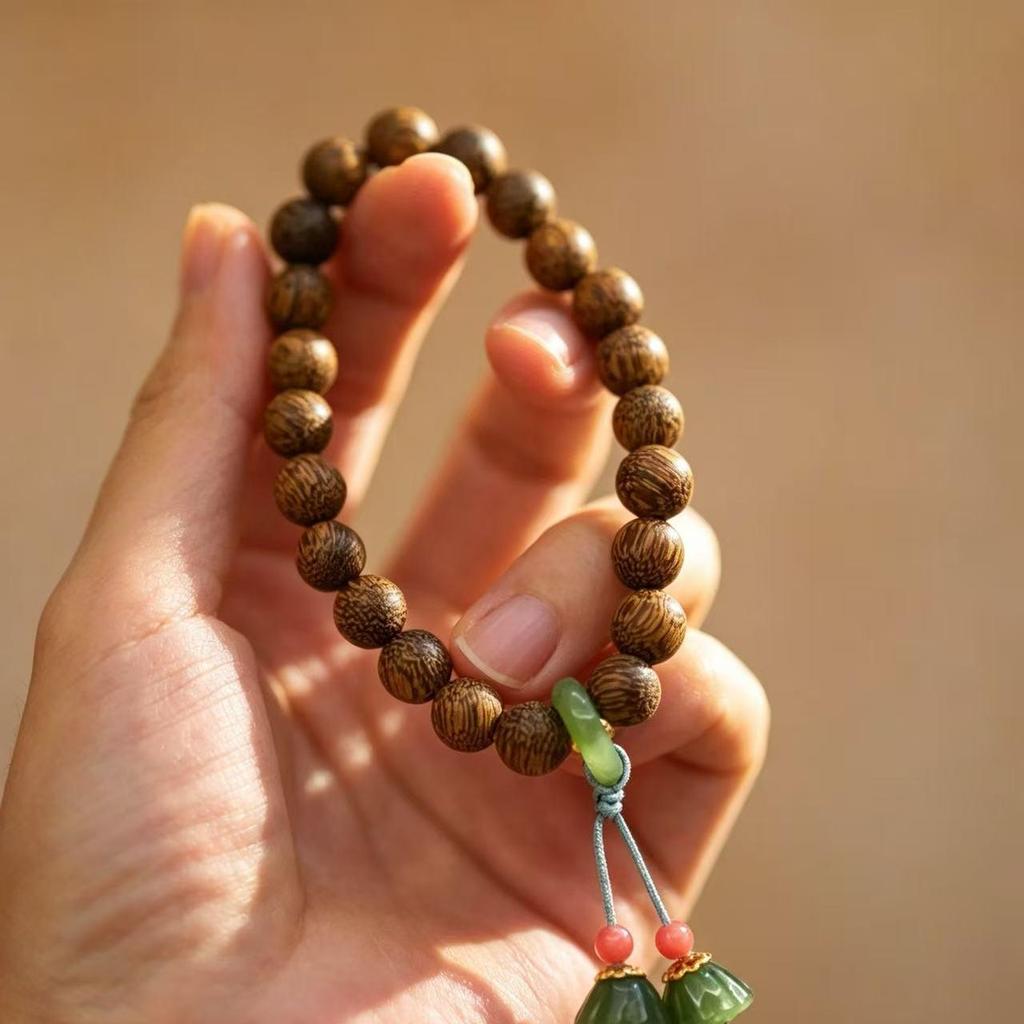 Exquisite Carving Bracelet: Agarwood, Imitation Beeswax, Turquoise & Hetian Jade
