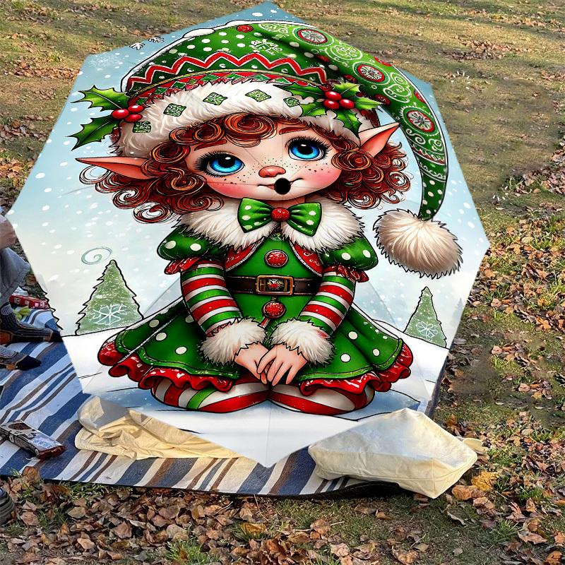 1PC Elf Snowy Automatic Open/Close Umbrella Compact Folding Umbrella with 8-Rib Shaft Lightweight Esign, Highquality Fabric1136A