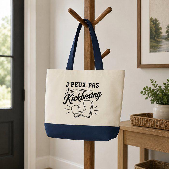 Sac de courses - PLANETEE - Collection J'peux pas minimaliste - Coton 170 g/m² - 27 L (45×40×15 cm) - Motif Kickboxing
