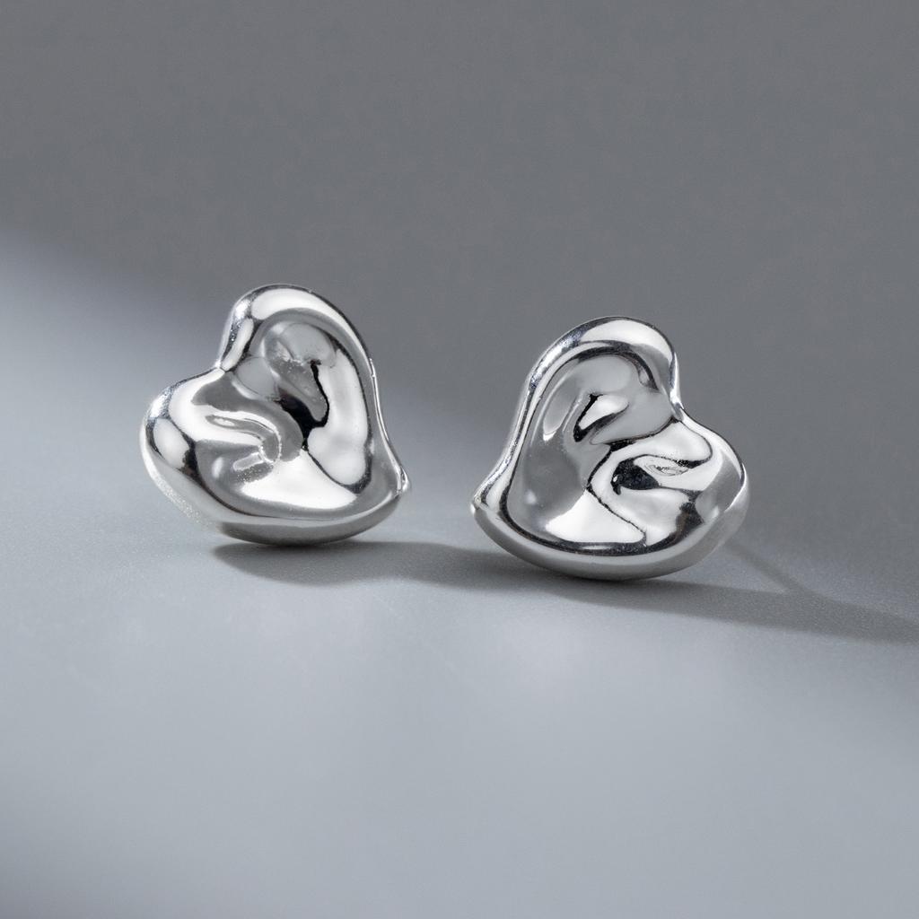 925 Silver Heart Stud Earrings For Women Engagement Wedding Fine Jewelry Friends Gift Accessories Trend Jewellery