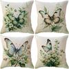 Green Butterfly White Flower Light Fresh Style Pillowcase Bedroom Sofa Decorative Cushion Cover with Zipper