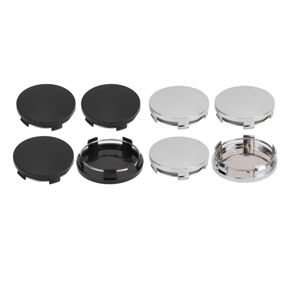 4Pcs 60mm ABS Universal Wheel Hub Center Caps Snap-in Cover Cars Trucks Anti-Falling UV Resistant Black Silver Auto Accessories