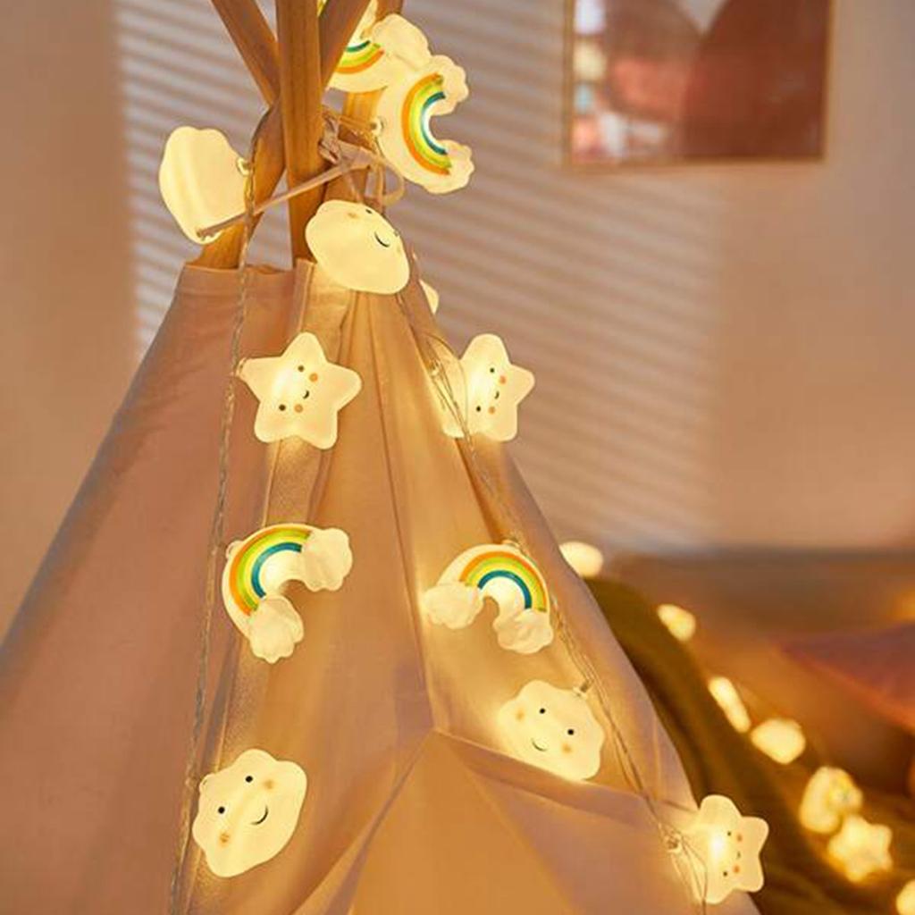 1 PACK Rainbow Star Cloud String Lights LED Decorative Fairy Light Battery Powered Lights Twinkle Lights For Party Bedroom Decor