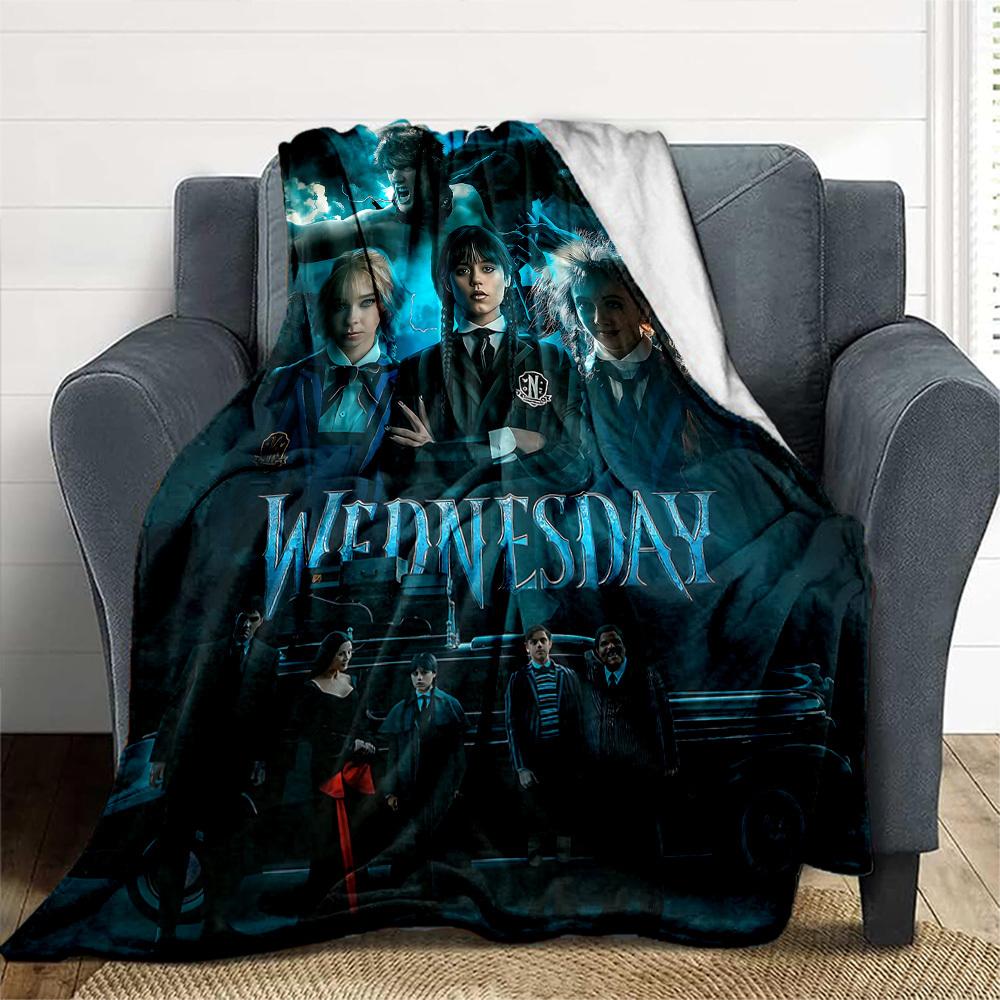 1pc Wednesday Outdoor Blanket Lightweight Flannel, Soft & Warm, All-Season Use for Sofa, Outdoor, Camping, Living Room, Office124