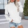 Women's Solid Color Turtleneck Sweatshirt Long Sleeve Pullover with Front Pocket Casual Top for Everyday Wear