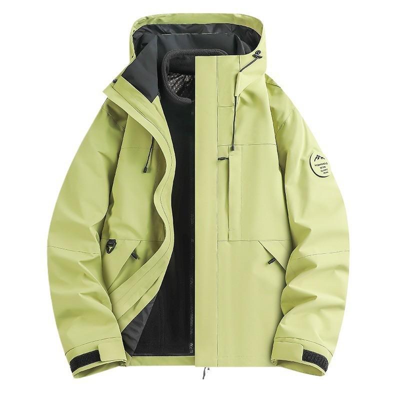 Mens 3-in-1 Waterproof Windproof Outdoor Hiking Jacket With Removable Fleece Liner Layered Coat