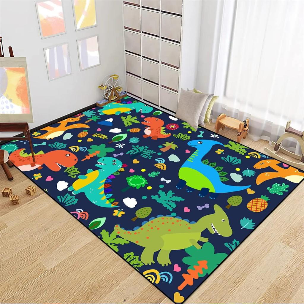 Cartoon dinosaur carpet children's room bedside soft non-slip floor mat game crawling floor mat home decoration carpet door mat
