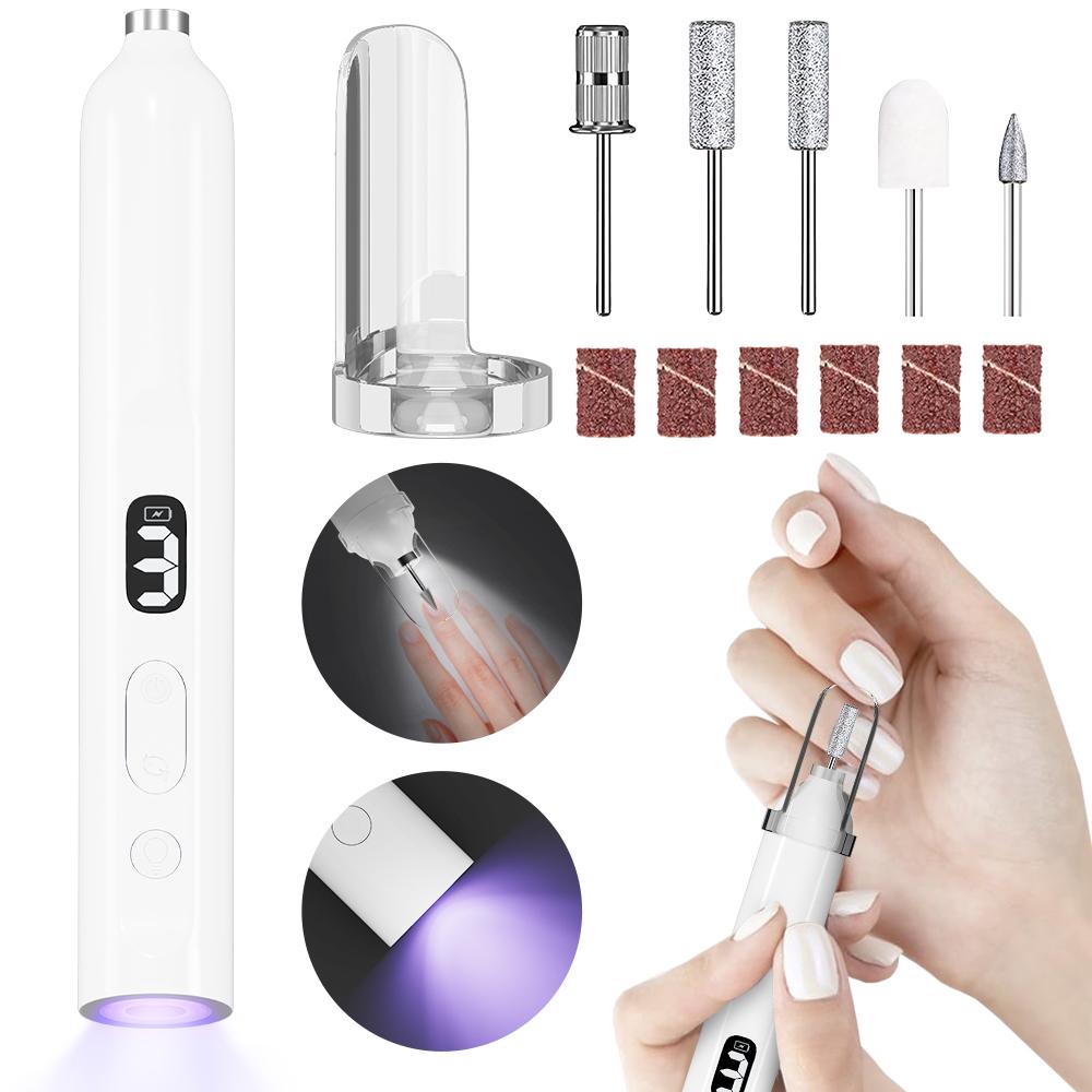 

2IN1 Electric Nail Drill Machine&UV Lamp, Rechargeable Portable Nails Polisher Drill File Pen for Gel Acrylic Polishing Removing