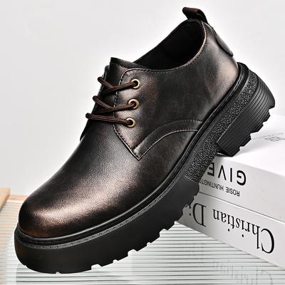 Mode Luxusmarke Verschleißfeste Oxford-Schuhe Britischer Stil Dicke Sohle Runde Spitze Schnürschuhe Arbeitsschuhe Formelle Business-Lederschuhe