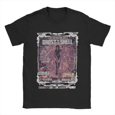 Motoko Kusanagi Ghost In The Shell T Shirts Men's Pure Cotton Awesome T-Shirt Anime Tee Shirt Short Sleeve Clothing Big Size