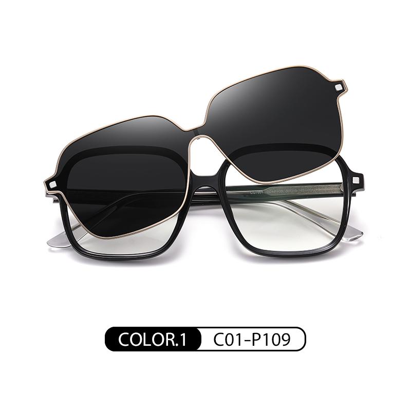 

New Women Men Magnetic Clip Sunglasses Big Square Optical Flexible Glasses Frame Customized Recipe Myopic Glasses Frame