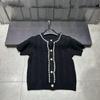 2026 Spring Studded Rhinestone & Pearl Trim Knit Cardigan - Round Neck, Short Sleeve, Versatile & Casual