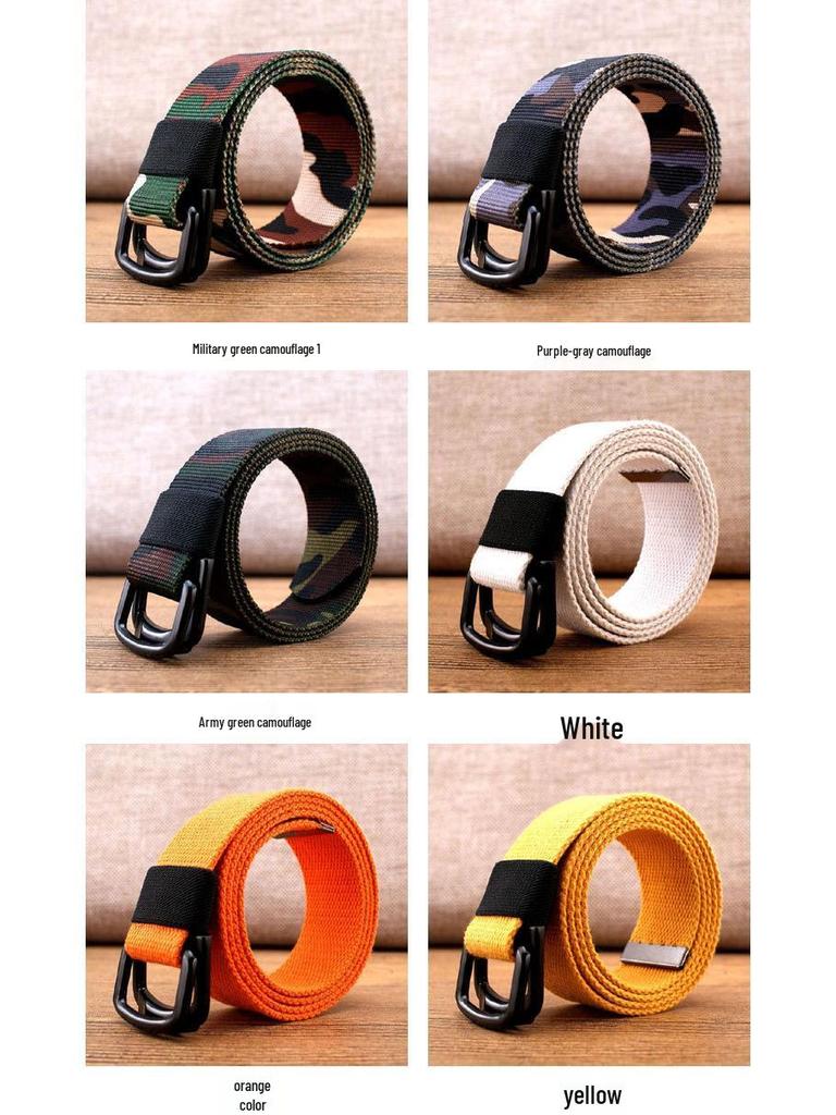 Men's Canvas & Leather Double Ring Stretch Belt