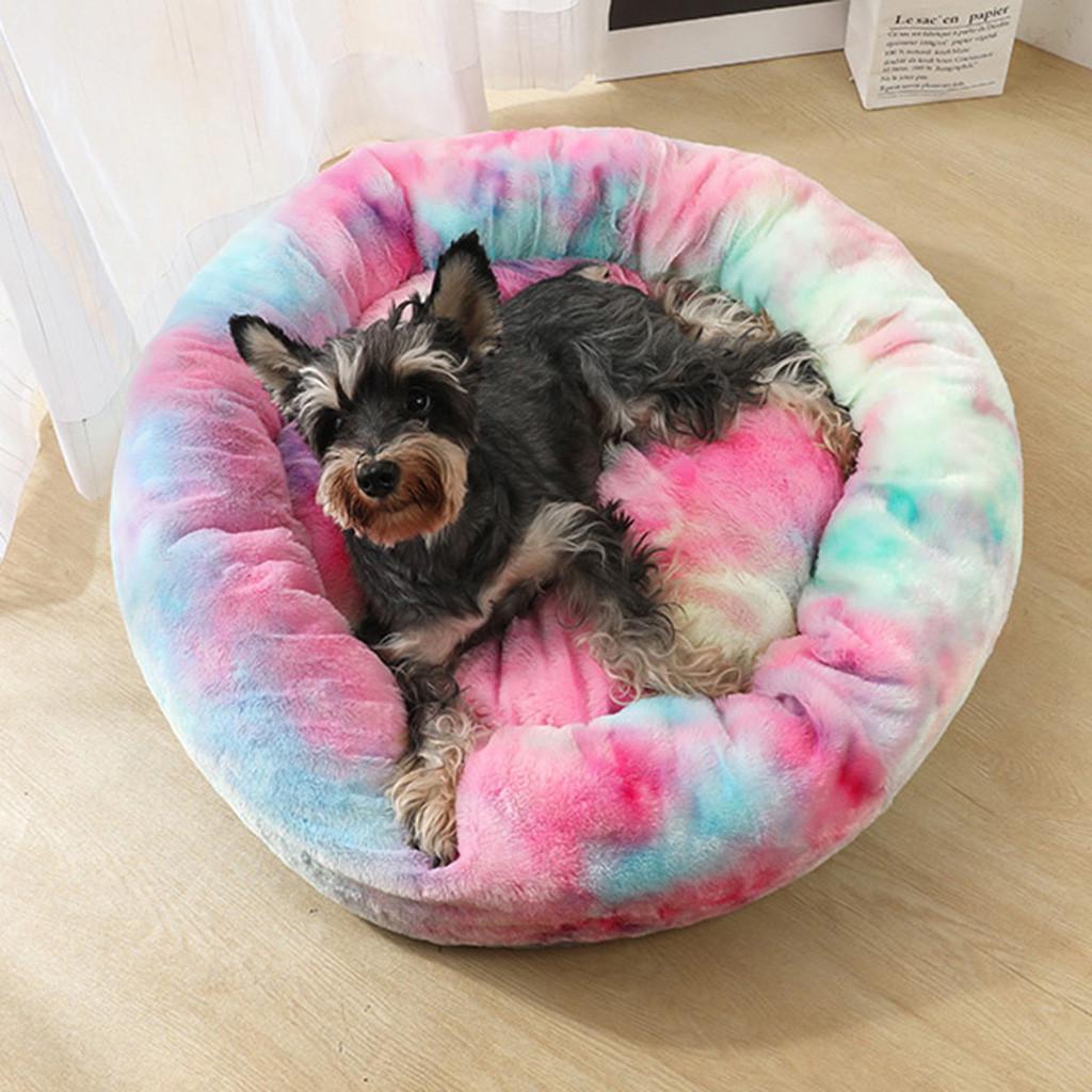Dog Round Cat Winter Warm Sleeping Bag Long Plush Soft Pet Bed Calming Bed