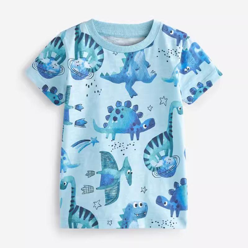 Boys' Dinosaur T-shirt Baby Summer Clothing New Arrival Fashion Children Casual Print Round Neck Short Sleeve Kids Tops 6