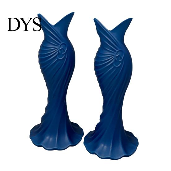 Home Decor Vase 2Pcs 3D Printed Fishtail Dress Decorative Flower Holder Office Indoor Plant Living Room Bedroom Table Shelf Gift for Housewarming