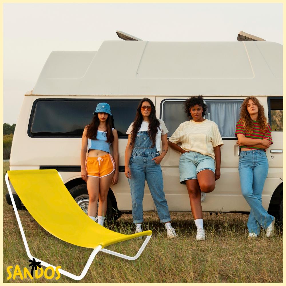 Sun lounger, beach chair, armchair, travel chair, yellow lounger