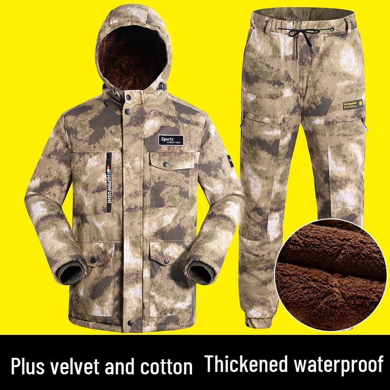 HESHDUN Men s Winter Thickened Cotton Work Jacket Set 175