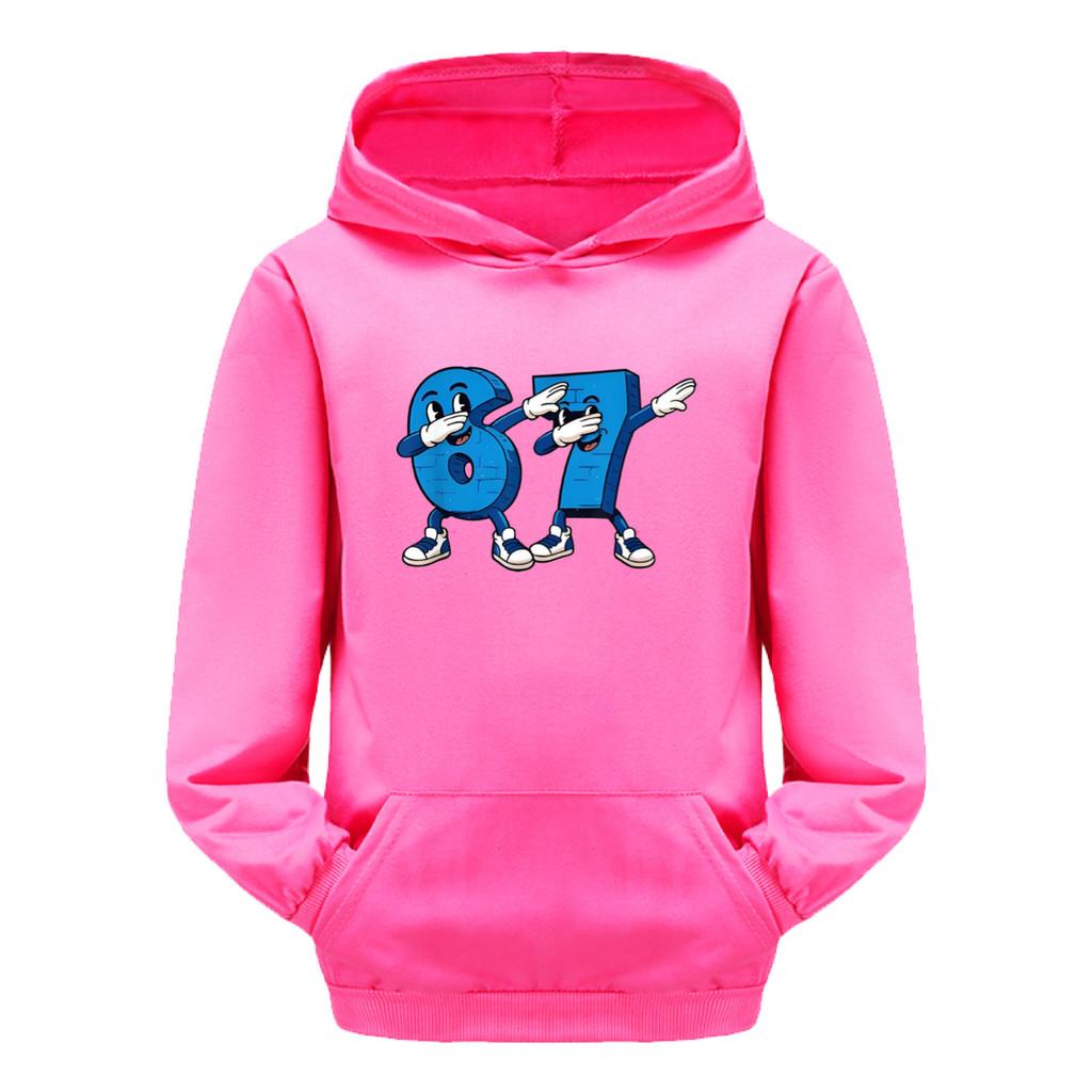 

5226 Kids Boys Girls Steal a Brainrot 67 Six Seven Printed Casual Long Sleeves Hoodies Top 170cm рожевий червоний колір
