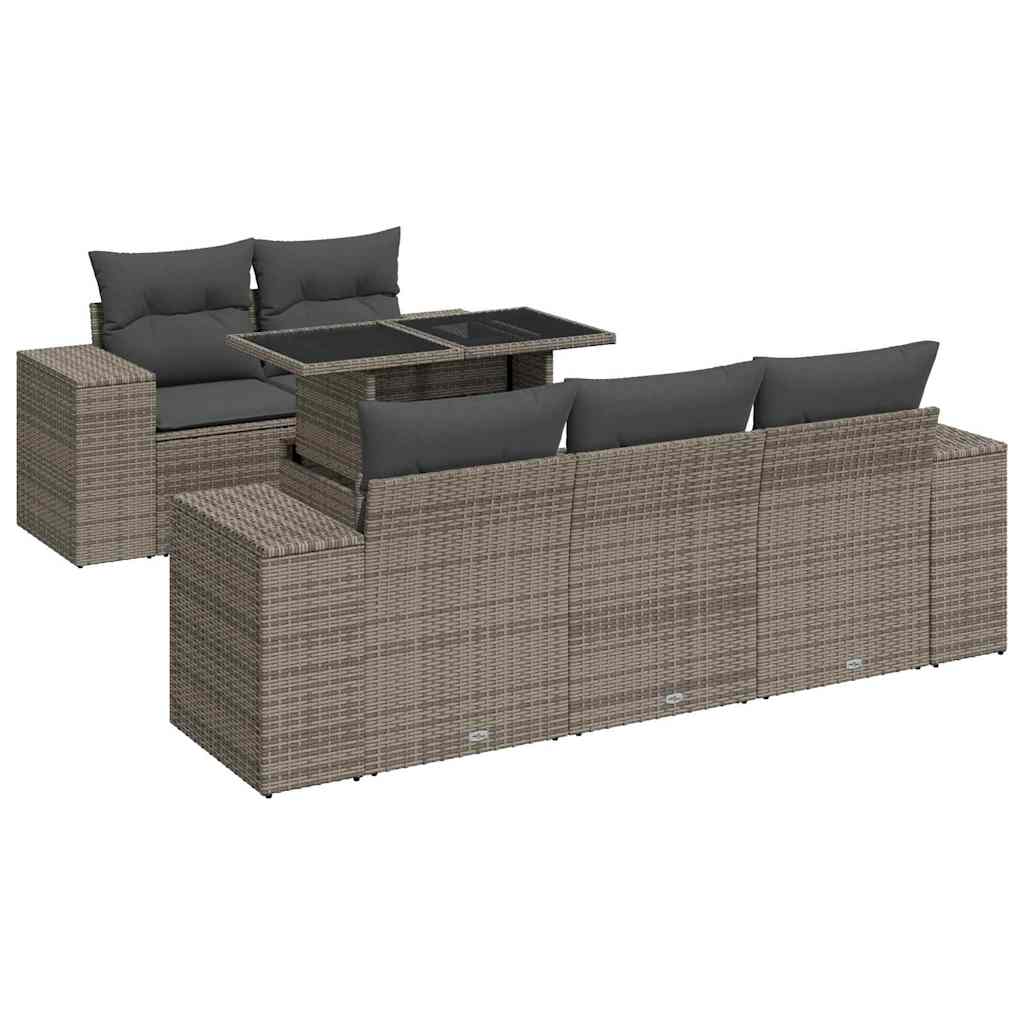 Vidaxl 6-Cz. Set di Mobili da Giardino con Cuscini, Grigio, Polyrattan