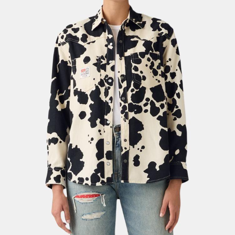 Levis X Toy Story Collaboration FW25 French Vintage Cow Print Long Sleeve Shirt Men Shirts 0034F0000