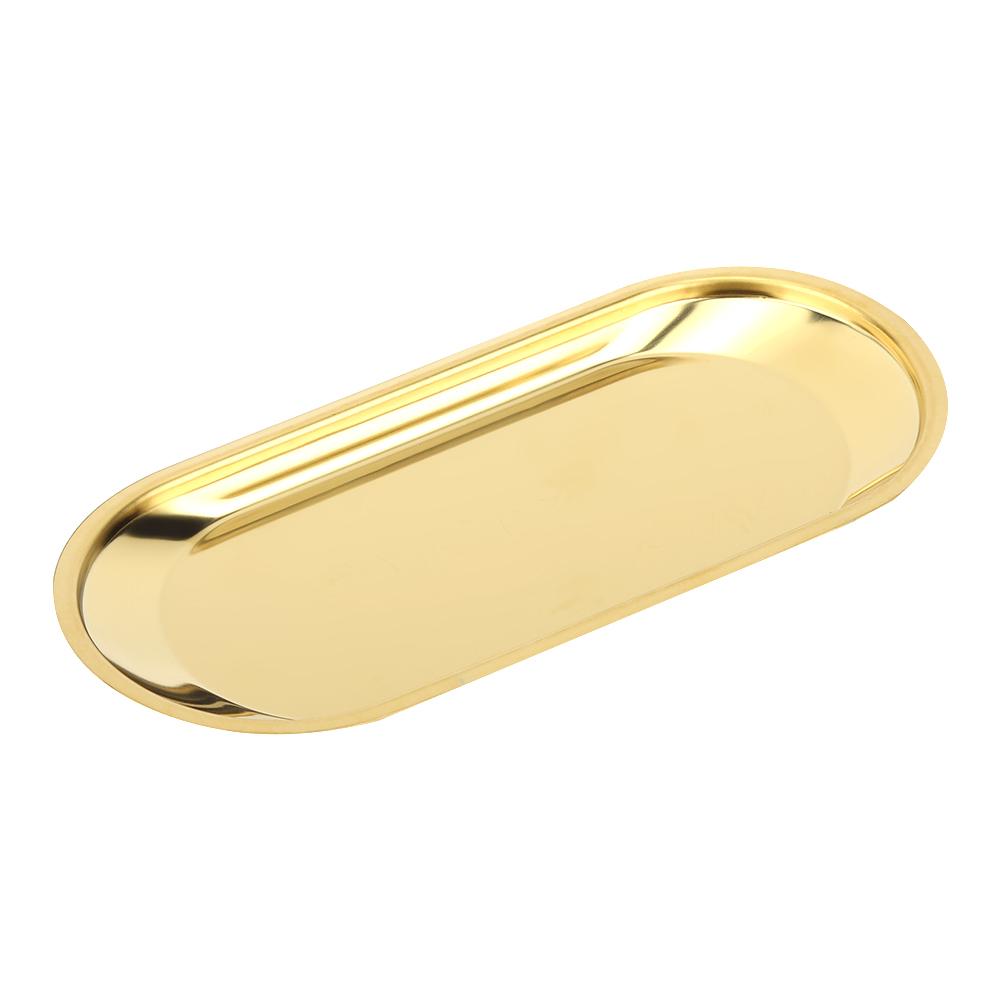 Stainless Steel Nordic Oval Towel Tray Storage Tray Perfect for Snack Cosmetics Jewelry(Gold)