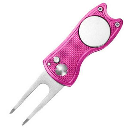 In-Stock Aluminum Folding Golf Divot Tool with Logo - Compact Course Fork & Gift Accessory