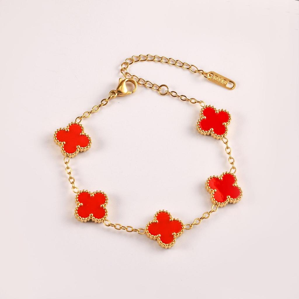 Luxury and Sophisticated Four-leaf Clover Bracelet for Women Double-sided Mother-of-pearl Lucky Clover Bracelet