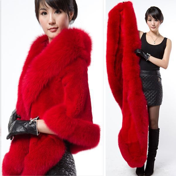 Braut Cheongsam Schal Imitation Fuchsfell Hochzeitskleid Umhang Verdickter Imitationspelzmantel Damen Winterweste Kurzer Mantel
