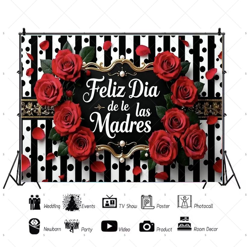 Mother's Day themed party backdrop banner in Spain, floral supplies for Mother's Day, backdrop for24