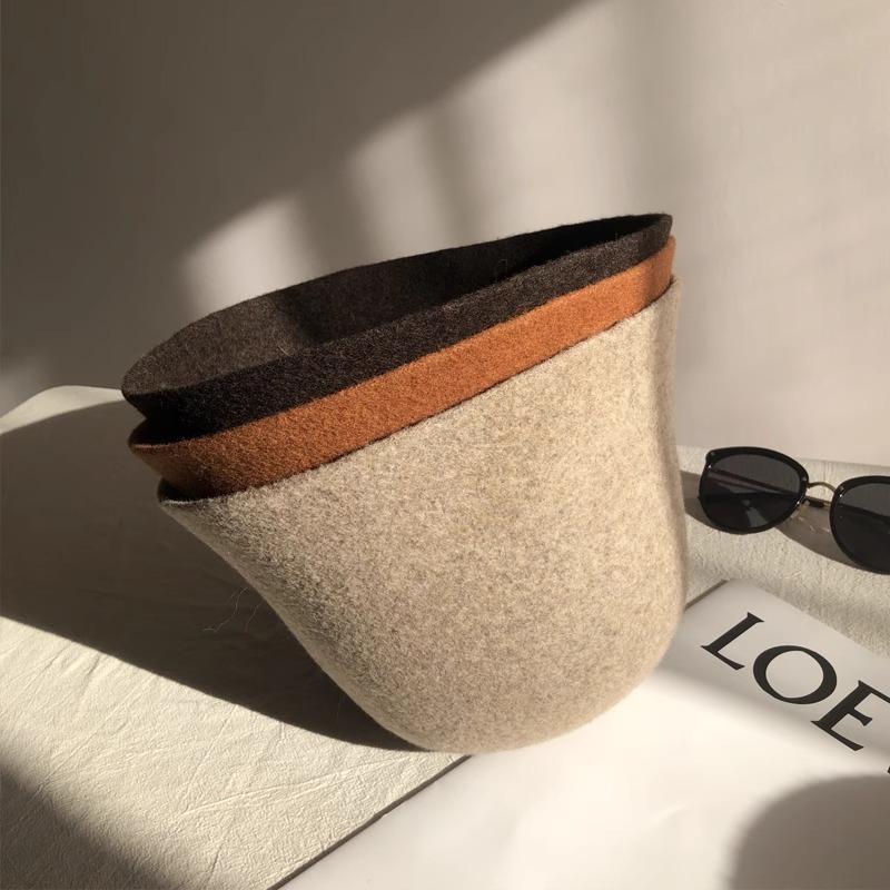 Chapéu balde de lã australiana feminino outono e inverno luxo leve sensação de alta qualidade mostra o rosto chapéu balde pequeno vento frio chapéu quente britânico
