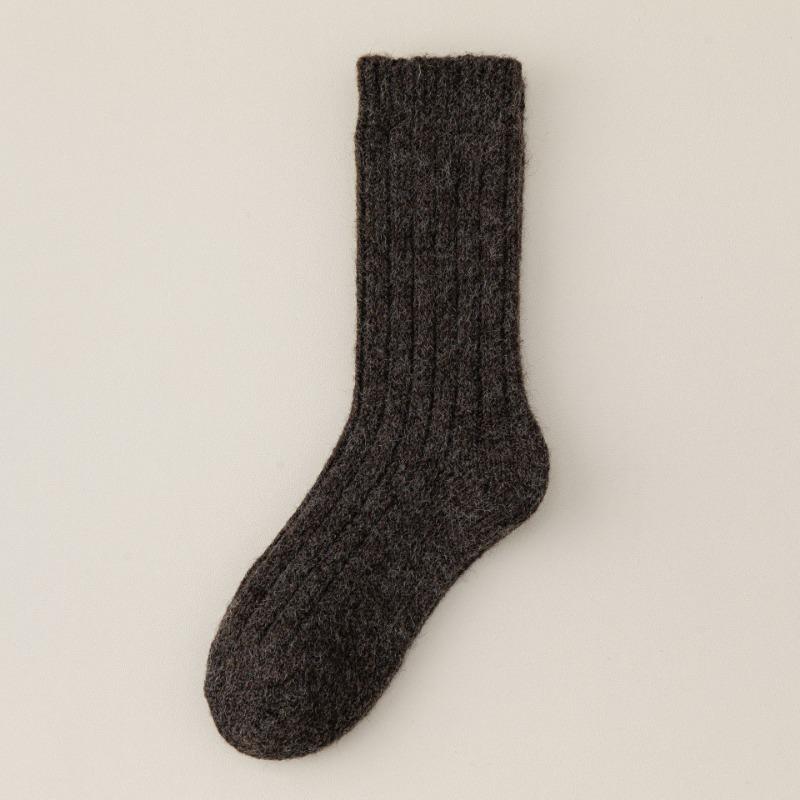 Lady Autumn Solid Color Simple Classic Thick Needle Wool Barrel Pile Socks