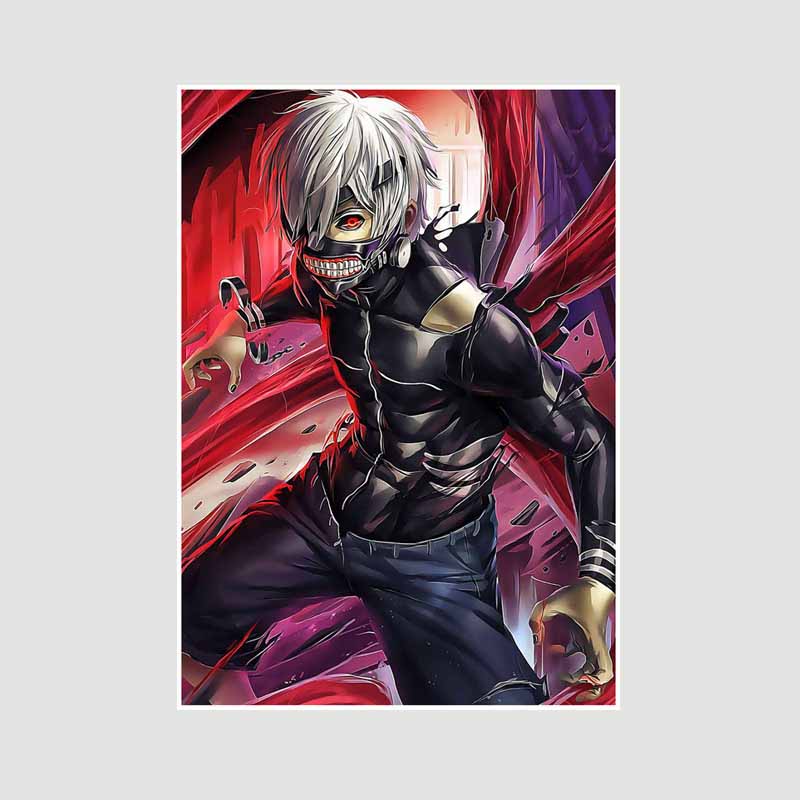 Bílý papír Plakáty a tisky Tokyo Ghoul Klasické japonské anime Nástěnné umění Malba Plakátová nástěnná malba Obrázek Manga Dárek pro fanoušky Pokojová dekorace Domácí dekorace