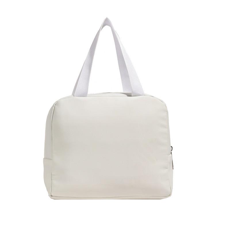 

Modern Unisex Kids Canvas Lunch Bag In Solid Colors With Fashionable Geometric Patterns OffWhite
