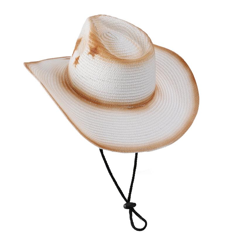 Western Cowboy Straw Hat Foldable Summer Vacation Travel Mountaineering Sun Protection Visor Hat Large Brim Female Knight Hat Male