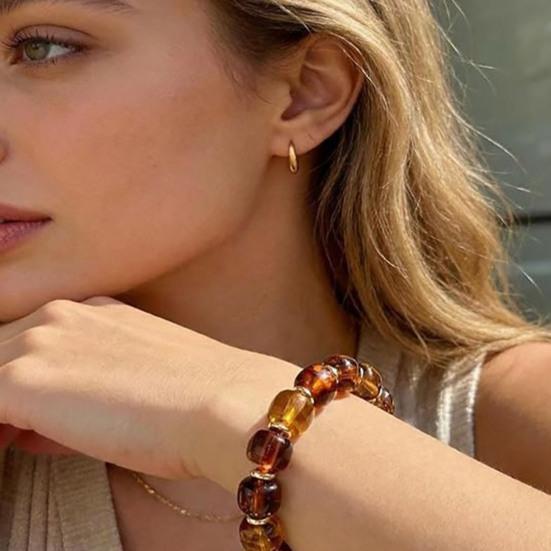 Women Bracelet Bohemian Style Multi-Layered Resin Beaded Bracelet Adjustable Length Versatile Bracelet Wrist Accessory