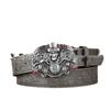 Men's Skull Embossed Leather Belt with Large Buckle - Trendy PU Design