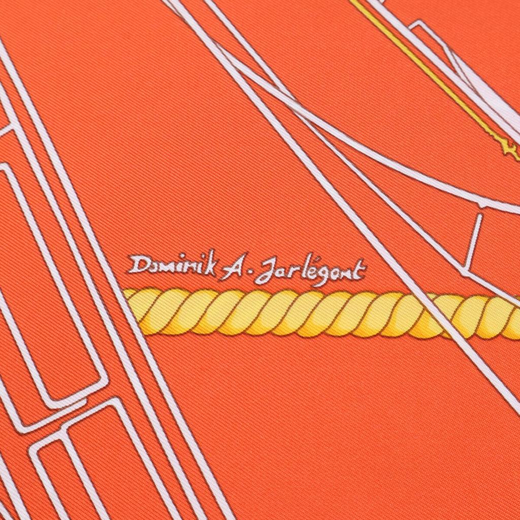 HERMES [Excellent Condition] Tuiga Sailboat Silk Carre90 scarf OrangeUsed