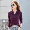 Vår og høst Dame Revers Slim Fit Små Langermet T-skjorte